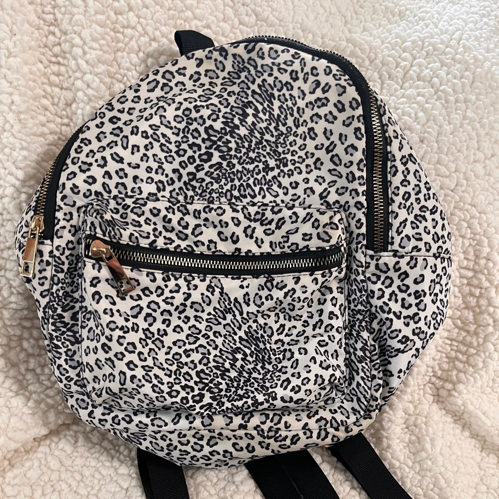 Leopard print backpack purse